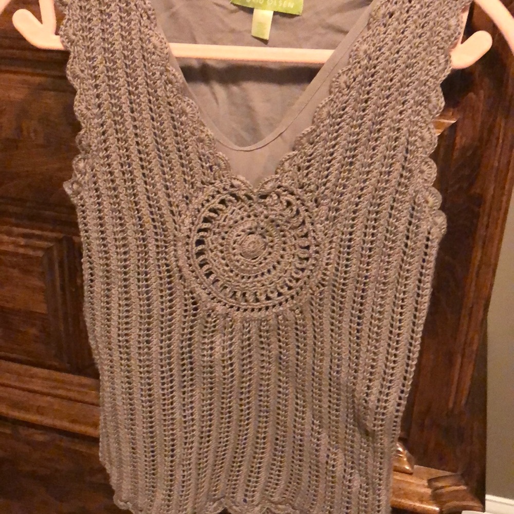 Crocheted tunic with attached sheer cami